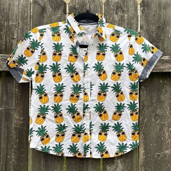 Penguin Boys Pineapple Button Down Short Sleeve NWT 7 - Picture 1 of 4